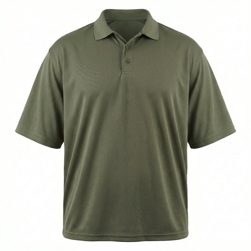 Men's Quarter‎ Button Pullover Polyester Olive S/S Casual  4XL NWOT